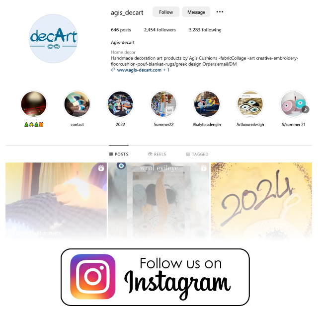 DecArt by Agis Instagram showcase featuring handmade knitwear and design creations